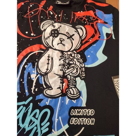 NWT MEDIUM SUPER MASSIVE LTD ED BLACK/MULTI/SILVER BEAR T-SHIRT - Picture 2 of 6